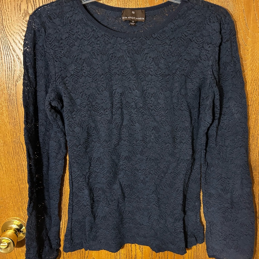 Fenn Wright Manson Navy Lace long sleeve top